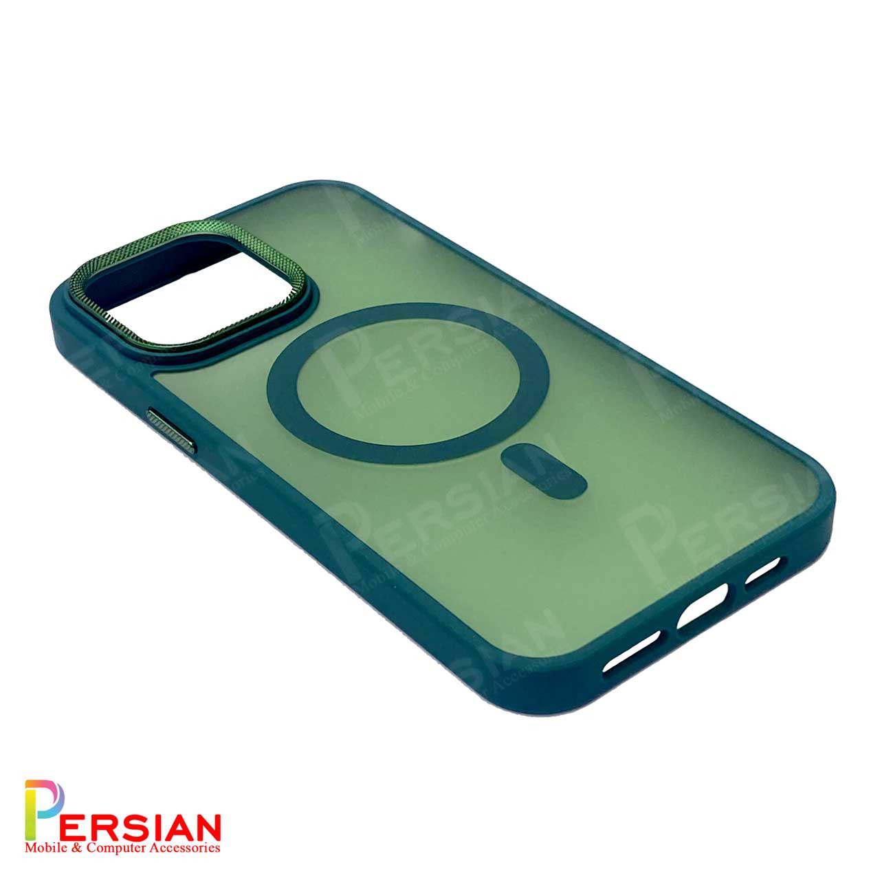 قاب گوشی آیفون 13 مات مگ سیف دار با لنز برجسته طرح کربن STYLISH PREMIUM IPhone 13
