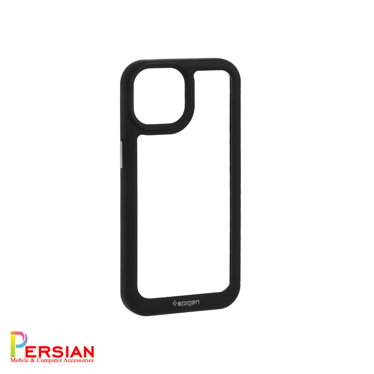 قاب آیفون 15 اسپیگن مدل دور مشکی شفاف لنز برجسته Spigen Black TPU Clear Case IPhone 15