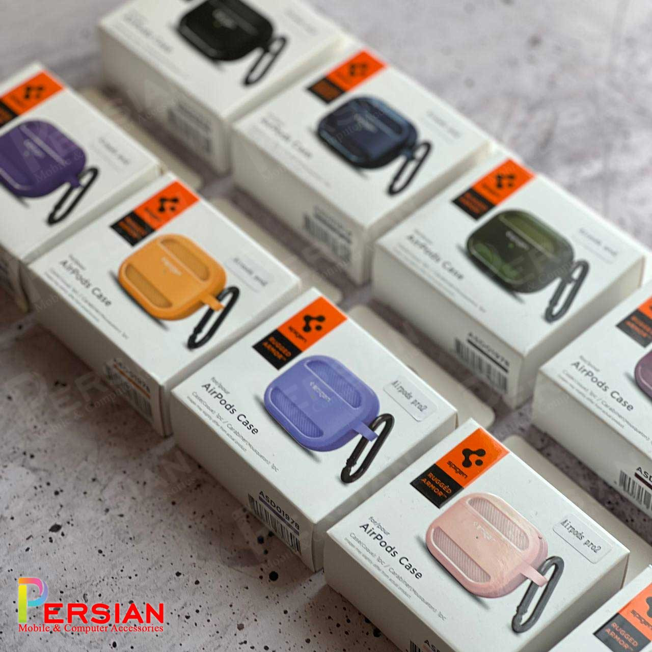کاور ایرپادز 1 - 2 برند اسپیگن مدل Spigen Rugged Armor case Airpods  1 - 2
