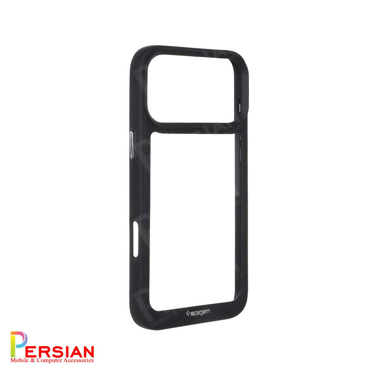 قاب آیفون 17 پرومکس اسپیگن مدل دور مشکی شفاف لنز برجسته Spigen Black TPU Clear Case IPhone 17 Pro Max