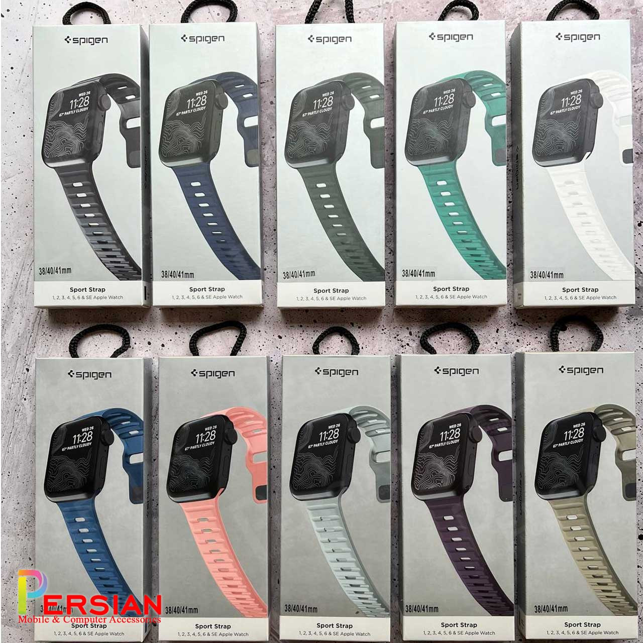 بند اسپرت اپل واچ برند اسپیگن Original Apple Watch Spigen Sport Strap Size 38/40/41mm