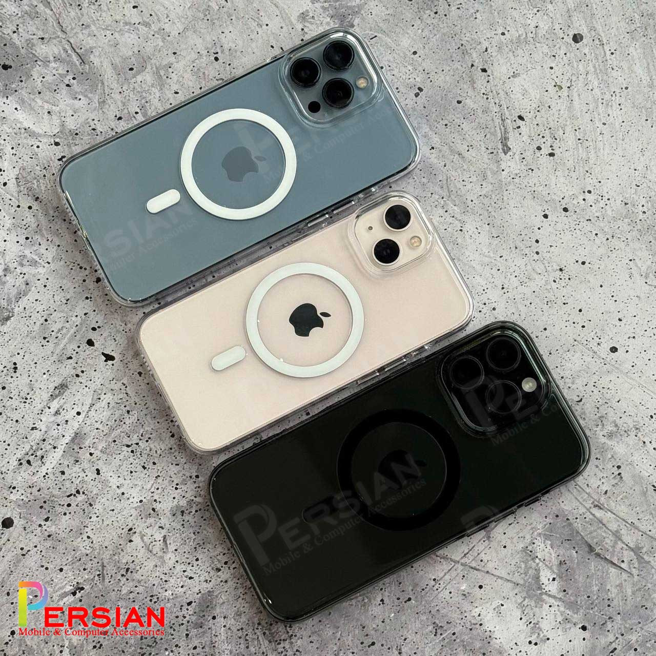 قاب گوشی آیفون 14 پرو تمام شفاف کریستالی با مگ سیف مدل آیرون مجیک Magic Mask Iron Magic iPhone 14 Pro