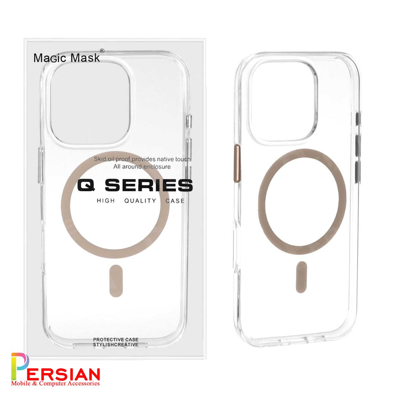 قاب گوشی آیفون 16 پرومکس تمام شفاف PC با مگ سیف مدل آیرون مجیک Magic Mask Iron Magic iPhone 16 Pro Max