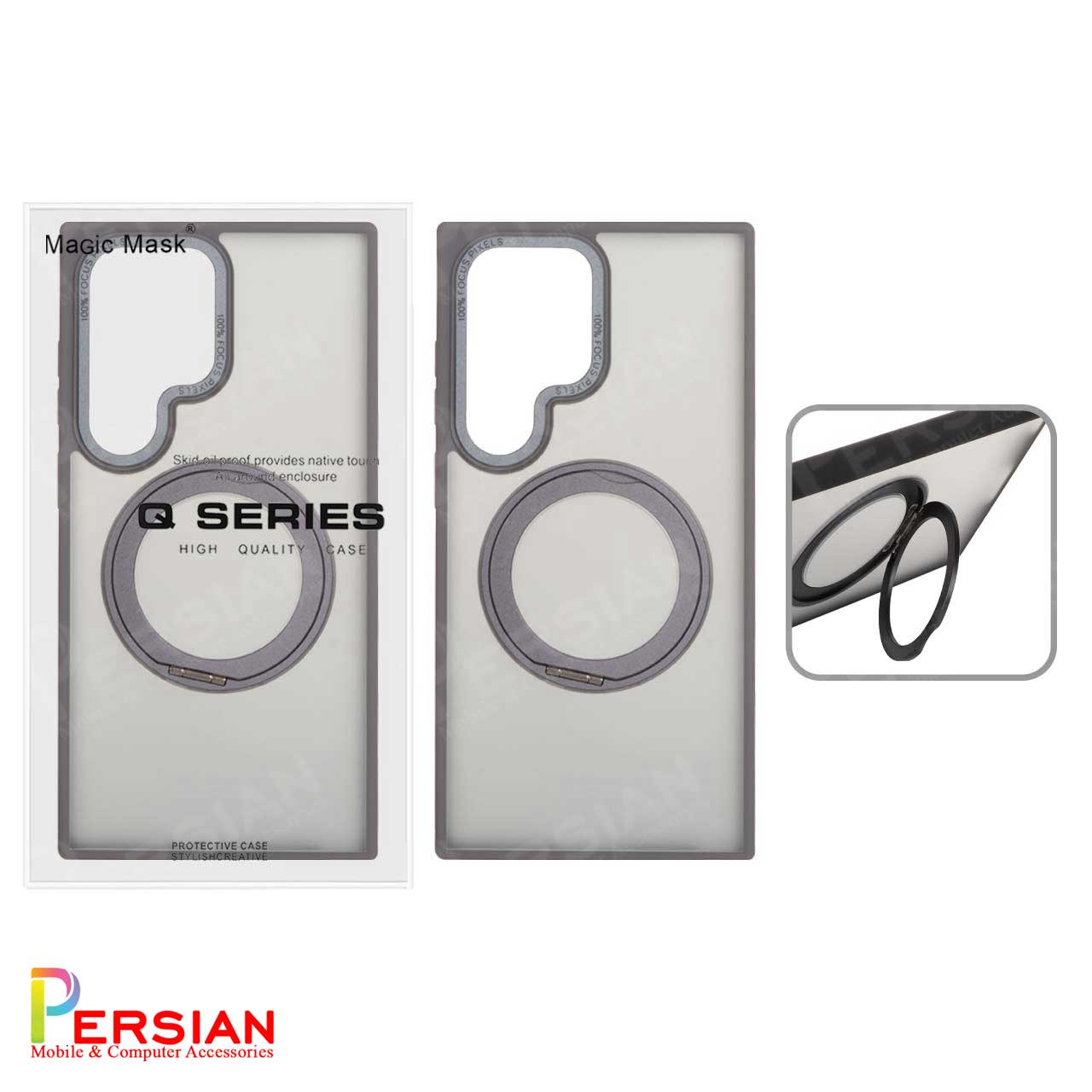 قاب سامسونگ S24 الترا مات مگ سیف دار و استندشو برند مجیک ماسک MagicMask Samsung S24 Ultra