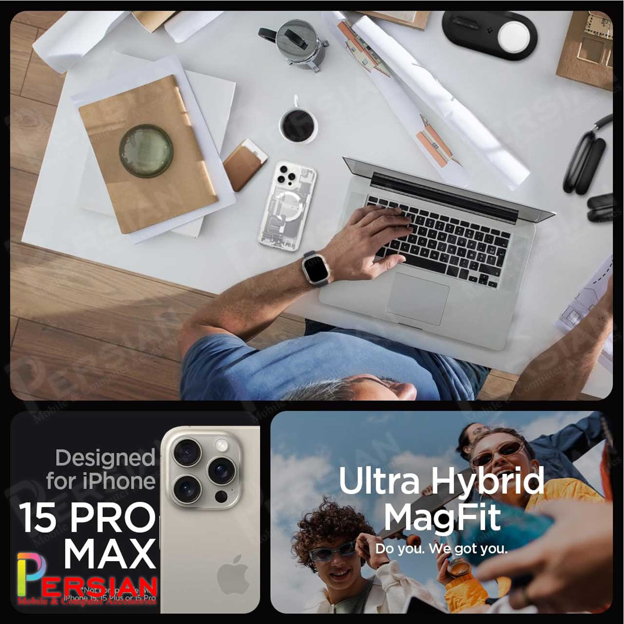 قاب آیفون 15 پرو مکس اسپیگن Spigen Ultra Hybrid Zero One (MagFit) for iPhone 15 Pro Max