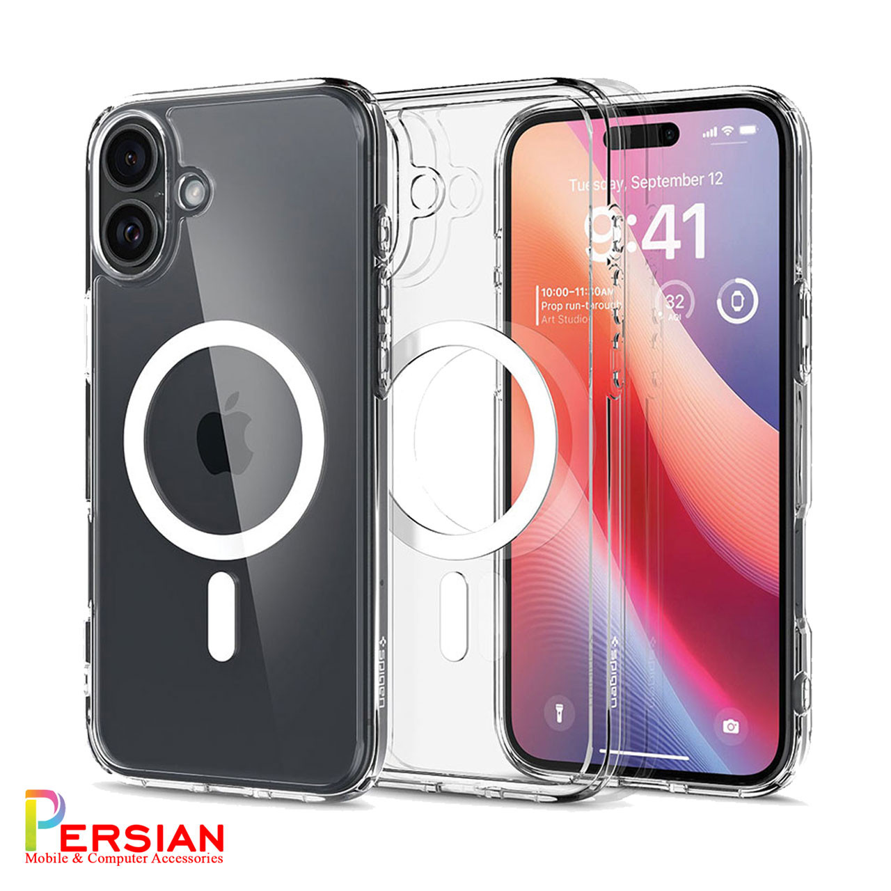 قاب گوشی آیفون ۱6 تمام شفاف با مگ سیف برند اسپیگن Spigen Ultra Hybrid (MagFit)Case iPhone 16