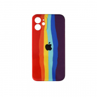 قاب سیلیکونی رنگین کمانی محافظ لنزدار گوشی‌ اپل iphone 12 mini