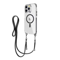 قاب آیفون 15 پرومکس بند دار پشت شفاف دور سیلیکونی با مگ سیف