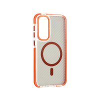 قاب مگ سیف دار گوشی سامسونگ S24 FE طرح کربن برند مجیک با لنز و دکمه متال Magic Carbon Metal Magsafe Samsung S24 FE