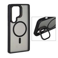قاب گوشی سامسونگ S24 اولترا مات لنز شیشه ای استند شو با مگ سیف مجیک ماسک